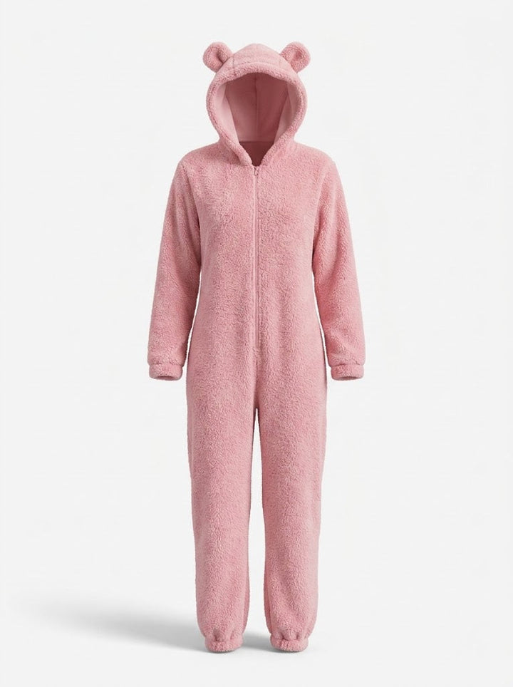Kvinnors Hooded Fleece Onesie – Mysig Zip-Up Vinterloungewear för Kalla Nätter