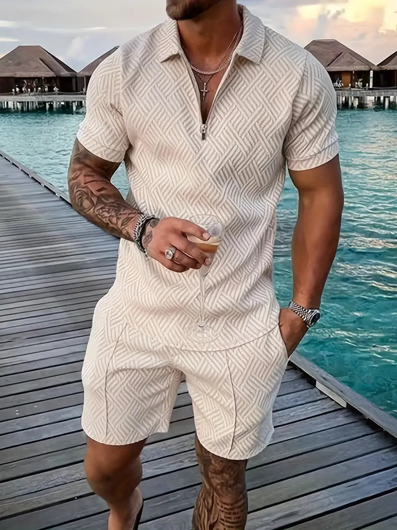Mäns Stiliga Tvådelade Set Premium Avslappnad Smart Outfit Bekväm Modern Garderob Nödvändighet