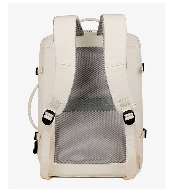 Grå ryggsäck med laptopfack och många fickor