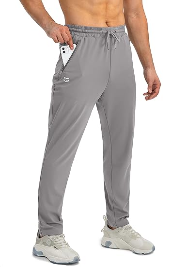 Herr Tapered Joggers – Lätta Stretch Träningsbyxor med Säkra Fickor med Dragkedja
