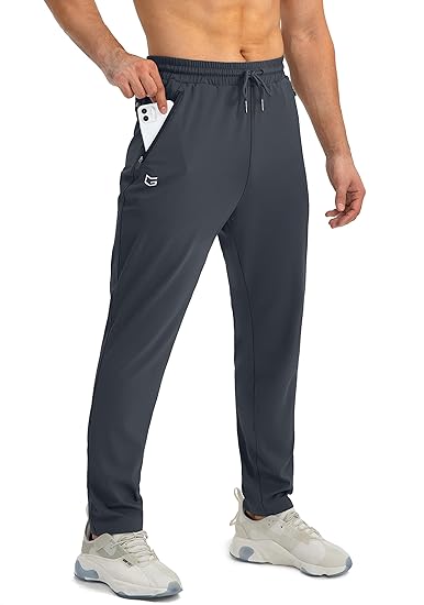 Herr Tapered Joggers – Lätta Stretch Träningsbyxor med Säkra Fickor med Dragkedja