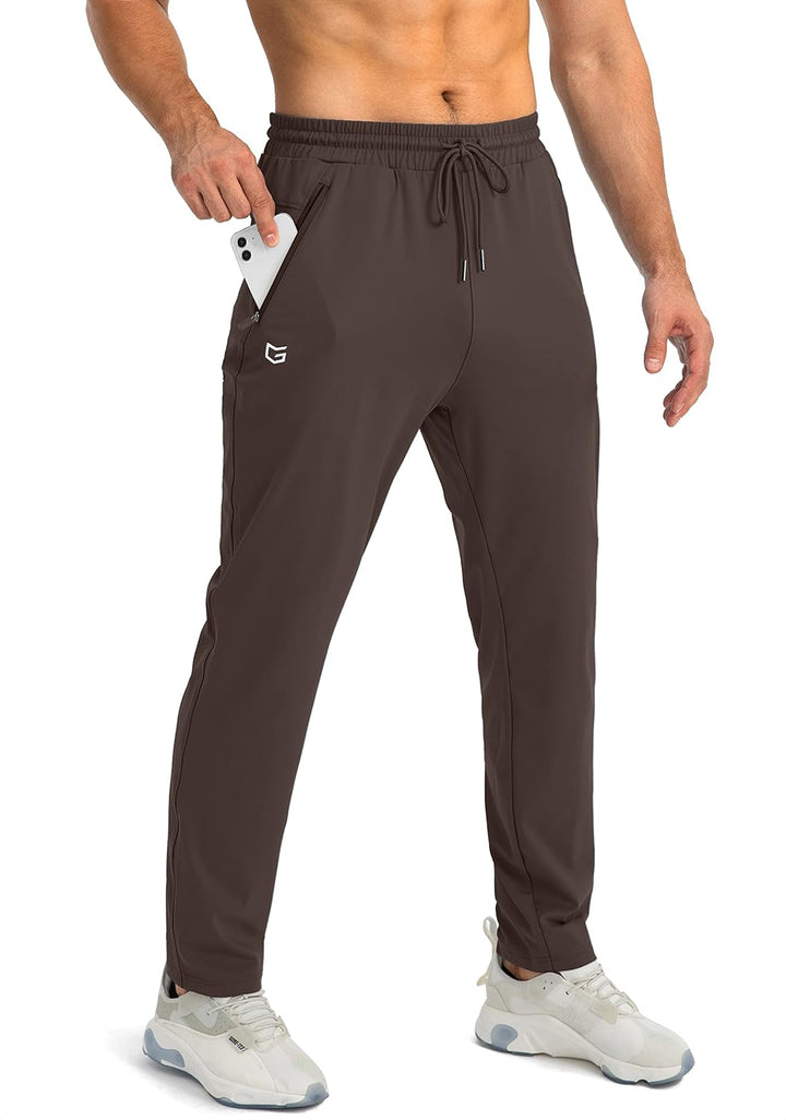 Herr Tapered Joggers – Lätta Stretch Träningsbyxor med Säkra Fickor med Dragkedja
