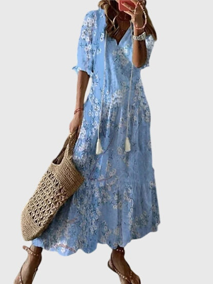 Kvinnors Boho Tryck Maxi Klänning Avslappnad Sommarstil