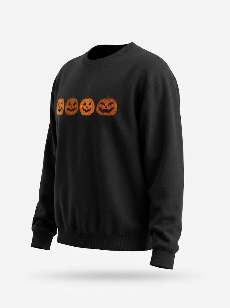 Kvinnors Jack-O’-Lantern Crew-Neck Sweatshirt – Mysig Höst Halloween Stil