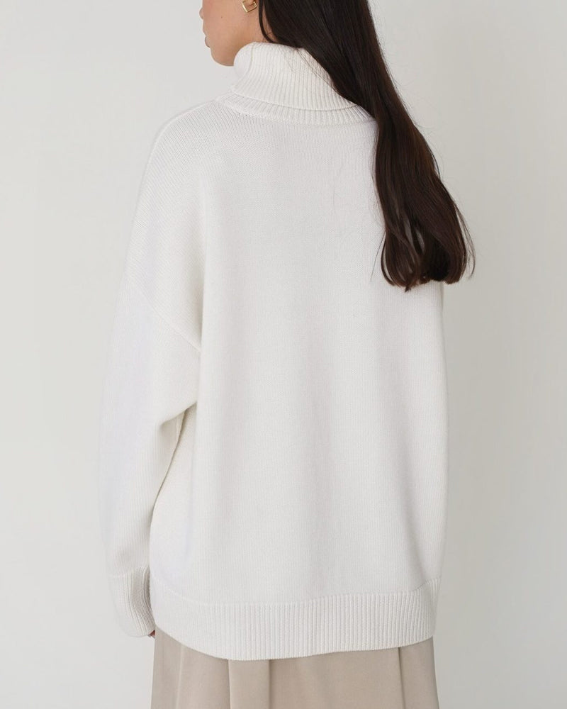Kvinnors Oversized Turtleneck Tröja – Avslappnad Vinterstickad för Dagligt Lager