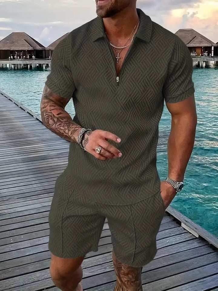 Mäns Stiliga Tvådelade Set Premium Avslappnad Smart Outfit Bekväm Modern Garderob Nödvändighet