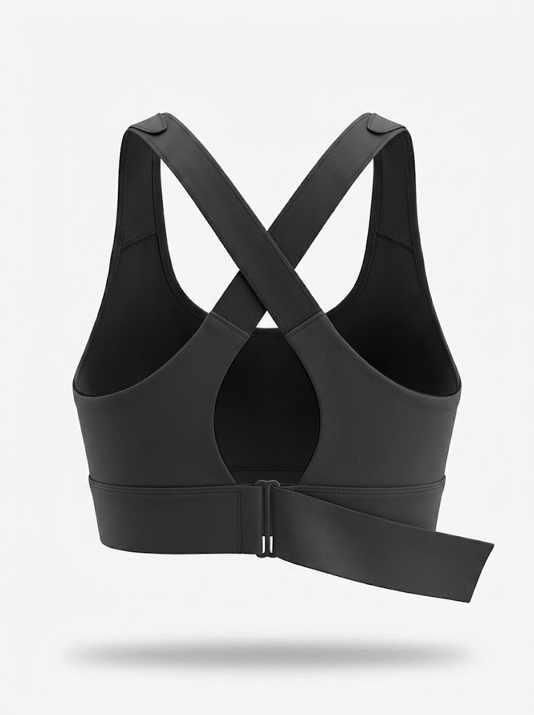 Kvinnors Front-Zip Sport-BH – Justerbart Cross-Back Stöd för Träning och Yoga