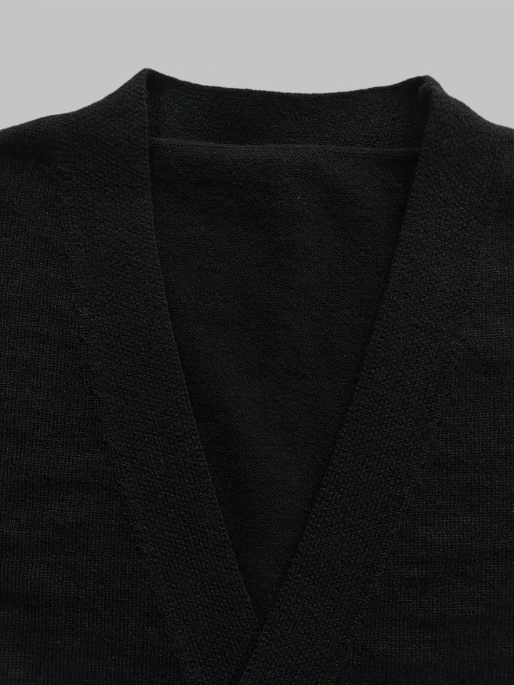 Herrars Ullknapp Cardigan – Handgjord Stickad Regular Fit