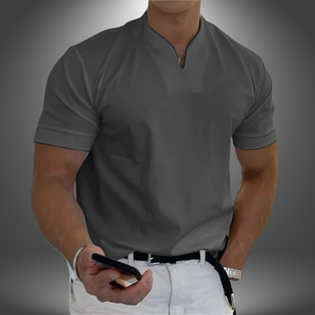 Herrars Notch Neck Slim Fit Kortärmad T-shirt