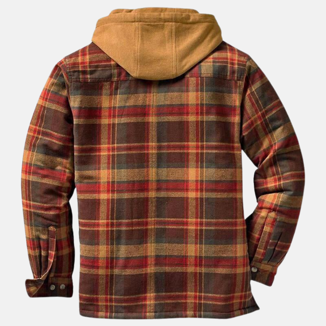Herrarnas Varm Hooded Overshirt Jacka – Tryckt Vadderad Lager för Utomhusbruk