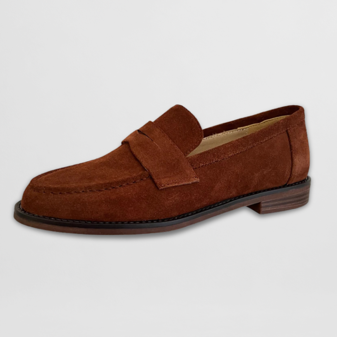 Kvinnors Suede Penny Loafers Klassiska Platta Vardagsskor