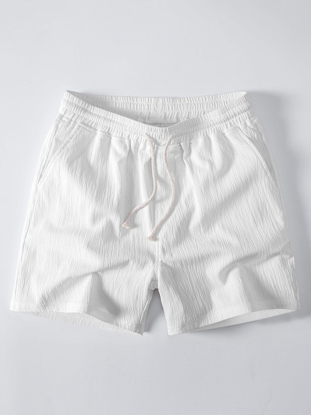 Herrarnas tryckta öppna stickade semester-set – Knappskjorta med krinklade shorts