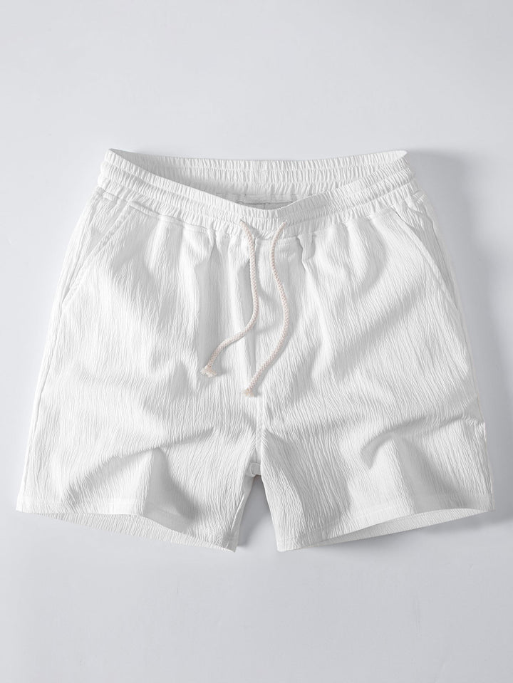 Herrars öppen stickad skjorta och krinklade shorts - Regular fit sommarplagg