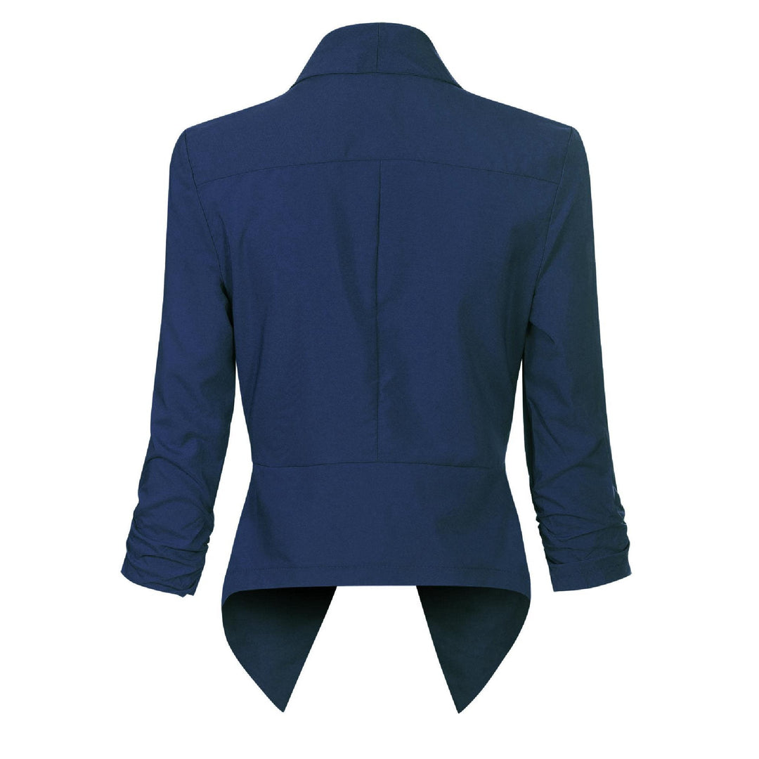 Kvinnors Öppen Framsidan Blazer – Rynkad Ärmar Smart Lager för Kontor och Tillfällen
