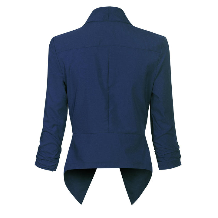 Kvinnors Öppen Framsidan Blazer – Rynkad Ärmar Smart Lager för Kontor och Tillfällen