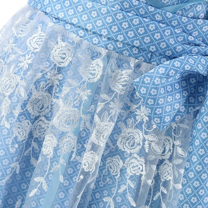 Kvinnors Broderad Spets Dirndl Klänning Med Båge Vid Midjan