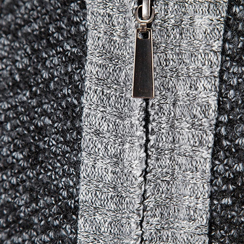 Herrarnas Full Zip Stickad Cardigan med Ståkrage