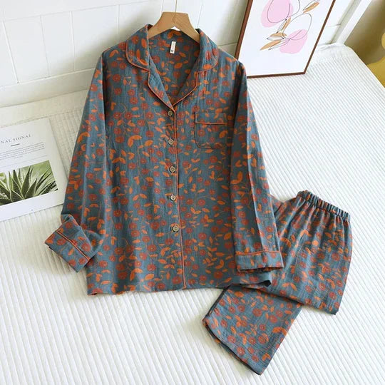 Kvinnors Tryckt Pyjamas Lounge Set med Knäppning