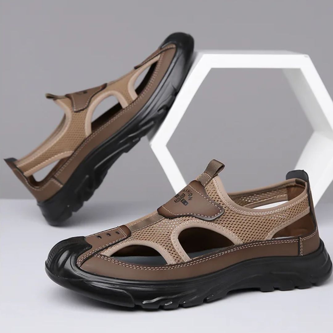 Herrarnas Stängda Tå Mesh Trekking Sandaler med Robust Grepp Sula