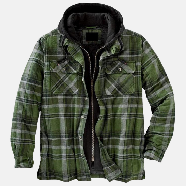 Herrarnas Varm Hooded Overshirt Jacka – Tryckt Vadderad Lager för Utomhusbruk
