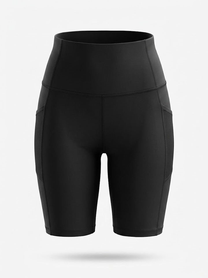 Kvinnors Högmidjade Cykelshorts – Stretch Pocket Activewear för Träning och Löpning