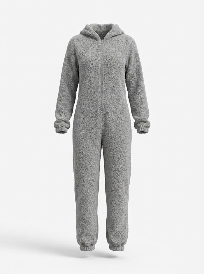Kvinnors Hooded Fleece Onesie – Mysig Zip-Up Vinterloungewear för Kalla Nätter