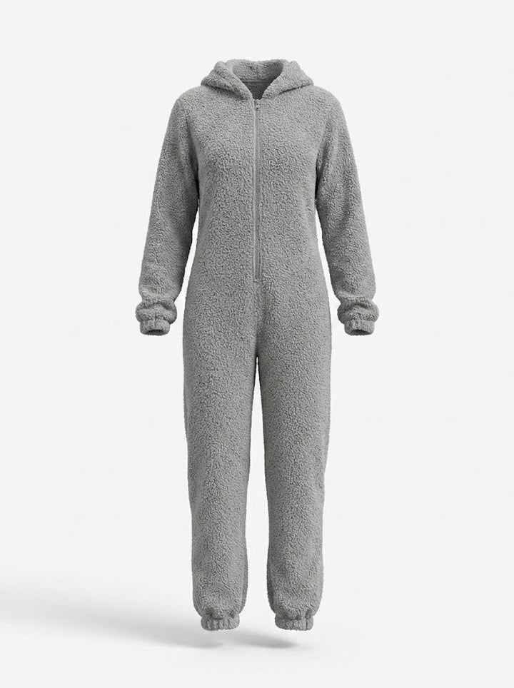 Kvinnors Hooded Fleece Onesie – Mysig Zip-Up Vinterloungewear för Kalla Nätter