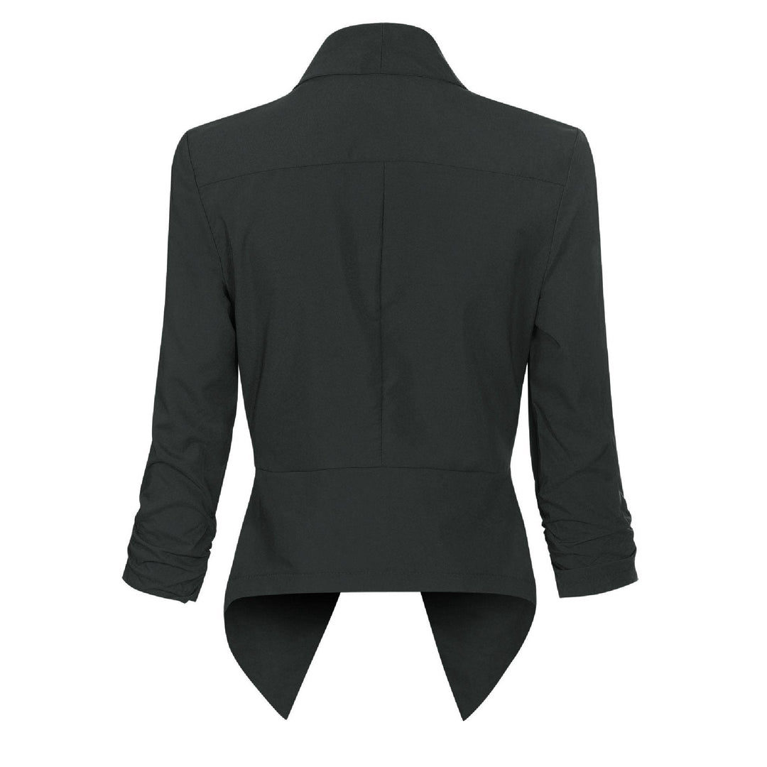 Kvinnors Öppen Framsidan Blazer – Rynkad Ärmar Smart Lager för Kontor och Tillfällen