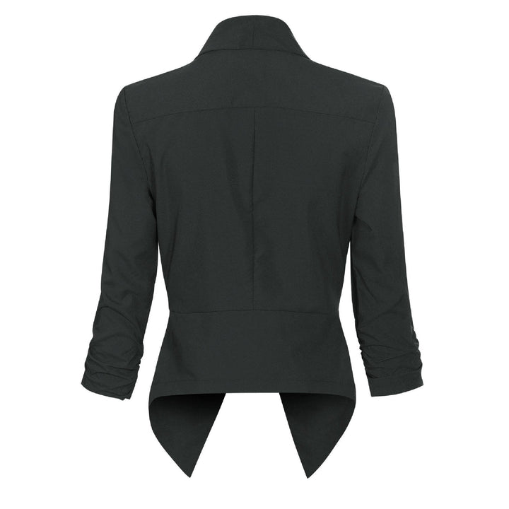 Kvinnors Öppen Framsidan Blazer – Rynkad Ärmar Smart Lager för Kontor och Tillfällen