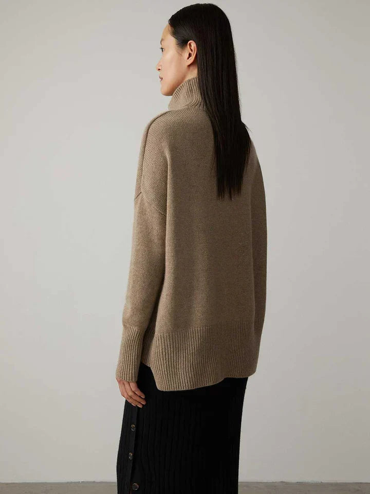 Kvinnors Cashmere-blandning Rullkrage Jumper – Mjuk Stickad för Höst och Vinter