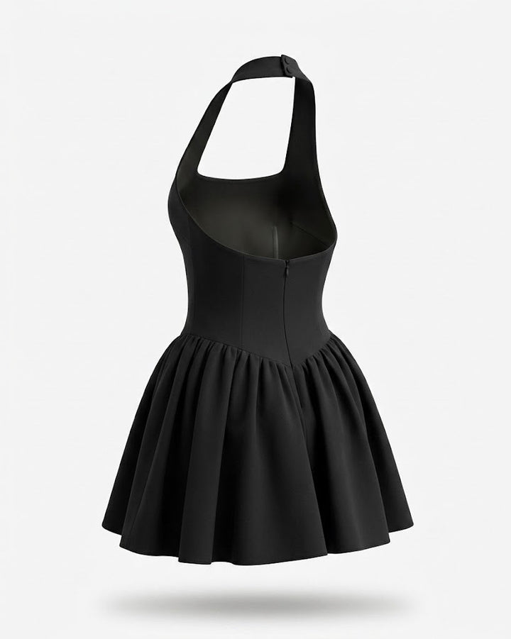 Kvinnors Halterneck Fit-and-Flare Mini Klänning – Elegant Stil för Chic Kvällar