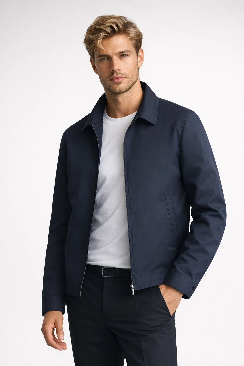 Herr Slim Fit Zip Jacka Klassisk Smart Casual Ytterkläder