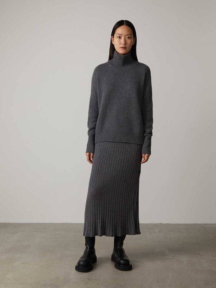 Kvinnors Cashmere-blandning Rullkrage Jumper – Mjuk Stickad för Höst och Vinter