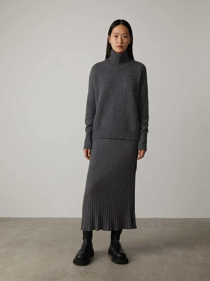 Kvinnors Cashmere-blandning Rullkrage Jumper – Mjuk Stickad för Höst och Vinter