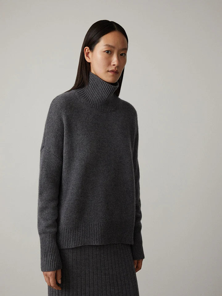 Kvinnors Cashmere-blandning Rullkrage Jumper – Mjuk Stickad för Höst och Vinter