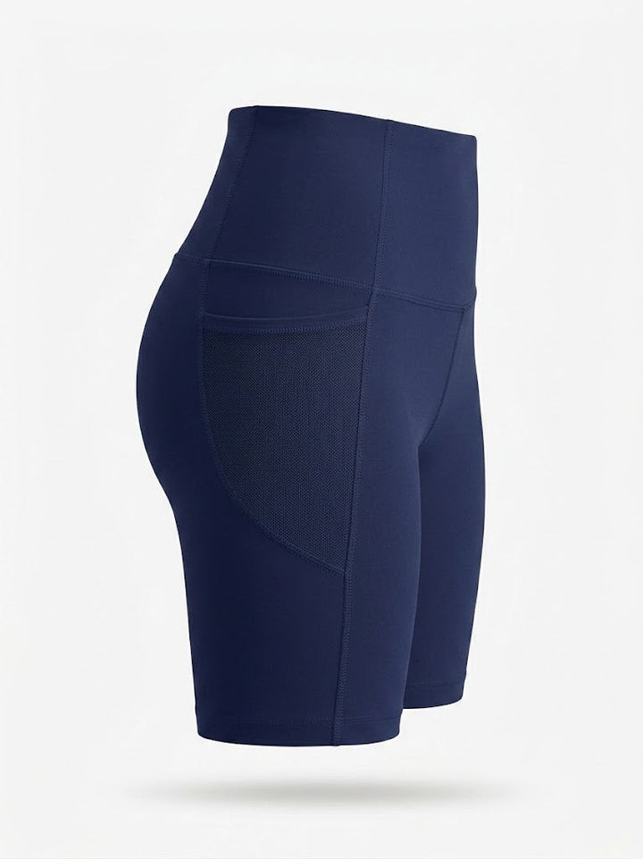 Kvinnors Högmidjade Cykelshorts – Stretch Pocket Activewear för Träning och Löpning