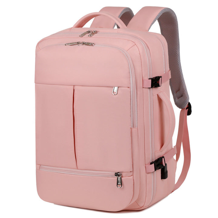 Grå ryggsäck med laptopfack och många fickor