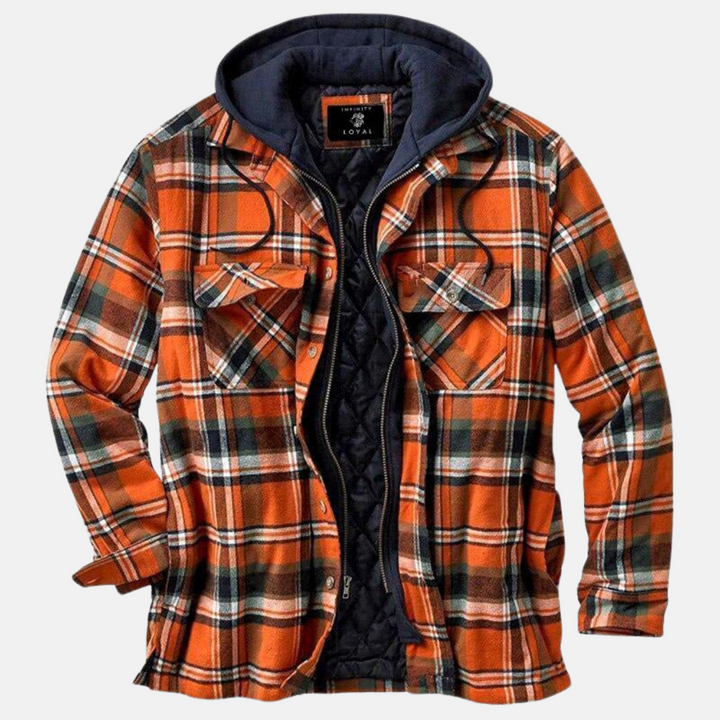 Herrarnas Varm Hooded Overshirt Jacka – Tryckt Vadderad Lager för Utomhusbruk