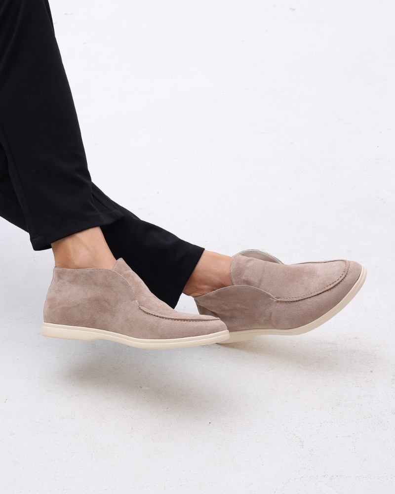 Herrarnas Mocka Slip-On Loafers Medelklipp Kontrast Sula