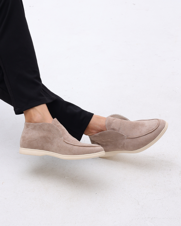 Herrarnas Mocka Slip-On Loafers Medelklipp Kontrast Sula