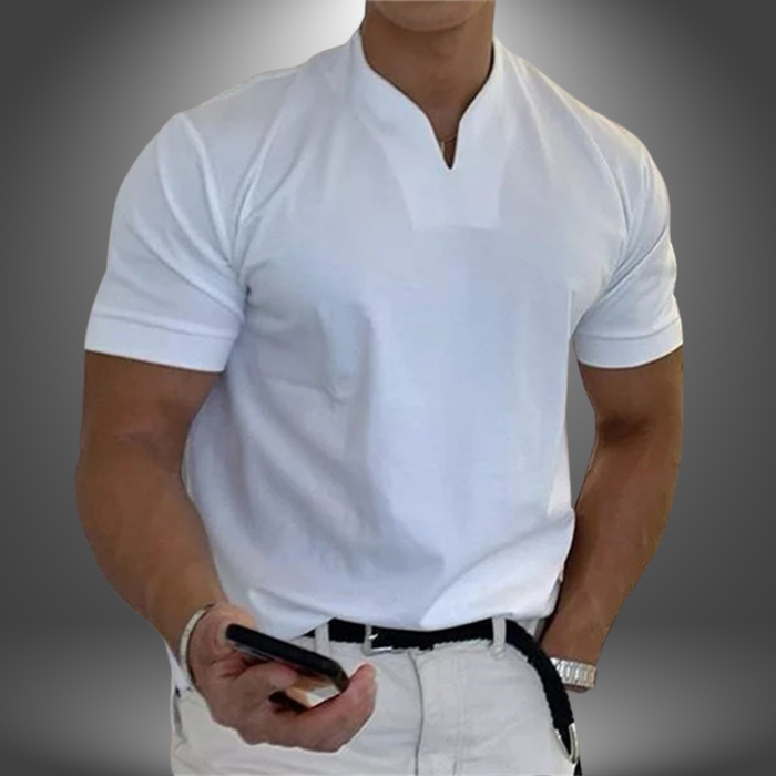 Herrars Notch Neck Slim Fit Kortärmad T-shirt