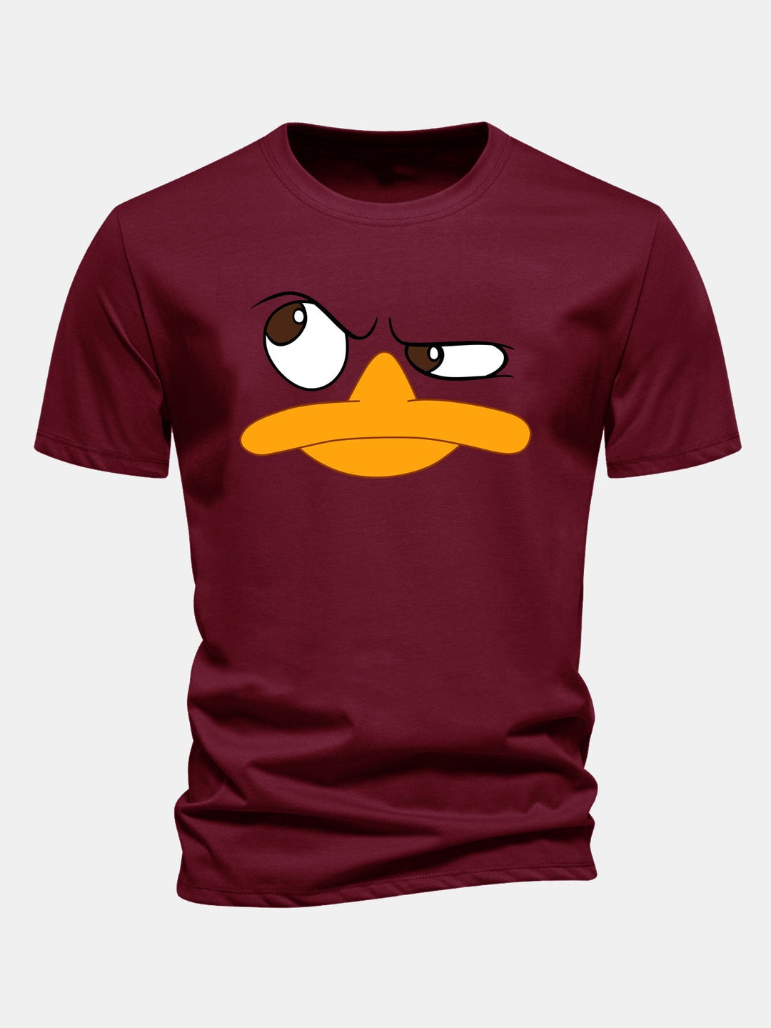 Herrens Grafiska T-shirt med Tecknad Ansiktstryck, Avslappnad Passform