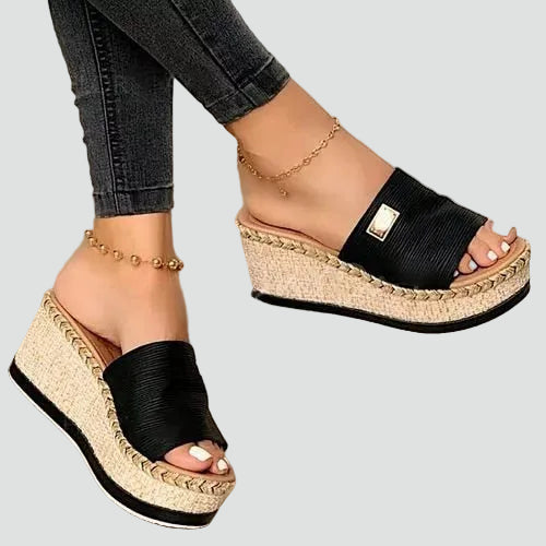Kvinnors Wedge Slide Sandaler Flätad Plattform Sommarstil