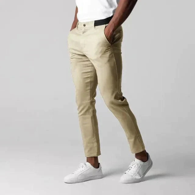 Herrens Slim Fit Chino Byxor Smart Casual Varje Dags Byxor