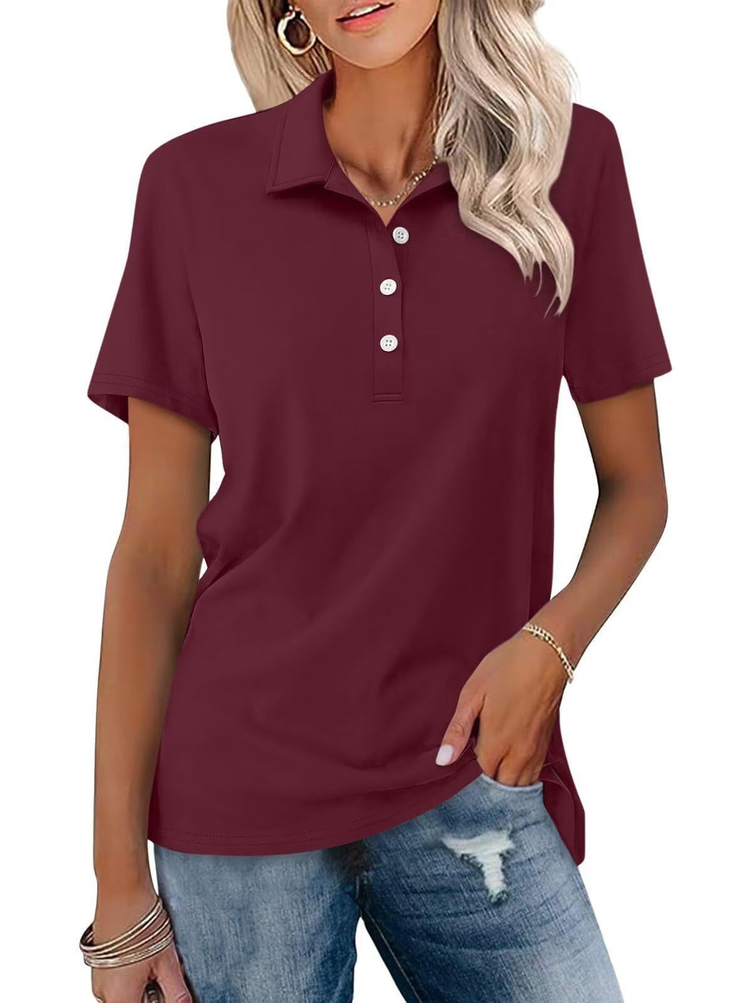 Kvinnors Klassiska Polotröja Kort Ärmar Minimalistisk Vardaglig Smart Casual Topp