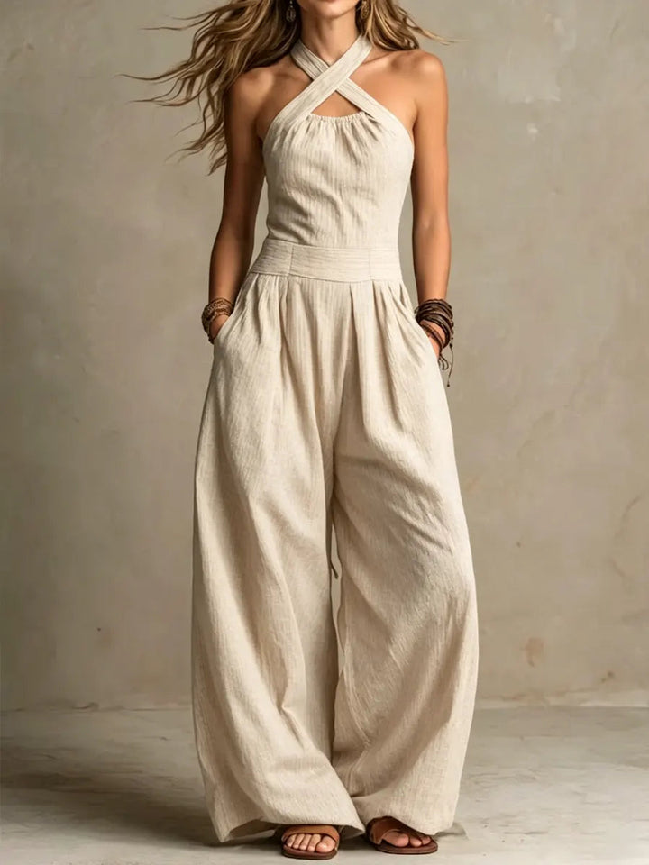 Kvinnors Halterneck Vidben Jumpsuit – Flödande Stil för Sommar och Kvällsbruk