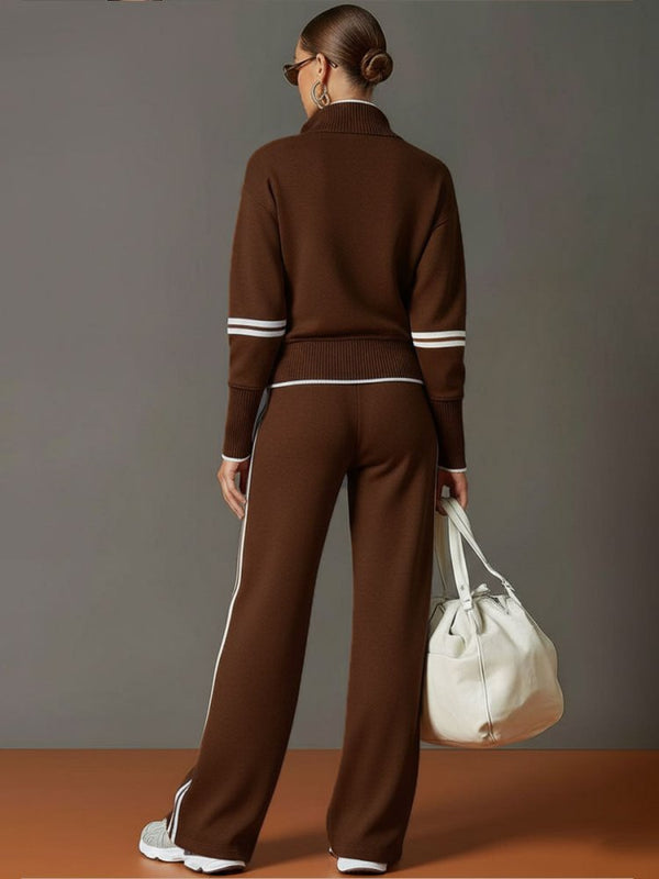 Kvinnors Half Zip Lounge Set – Mjuk Stretch Vidbyx Outfit för Resor
