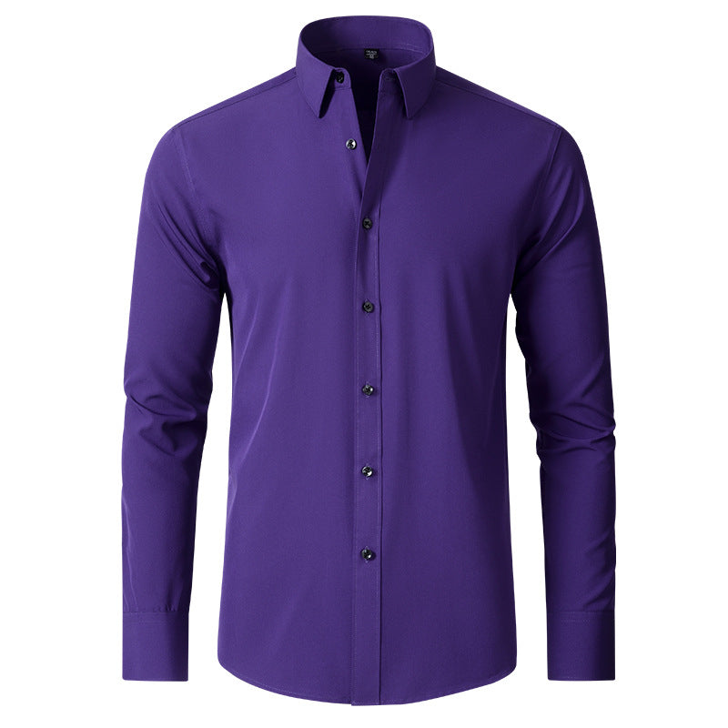 Herrars Stretch Skjorta Rynkbeständig Slim Fit Skjorta