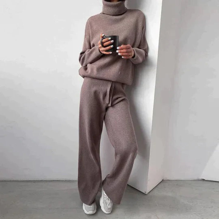 Kvinnors Cashmere Turtleneck Loungewear Set – Varm Co-Ord för Kalla Dagar