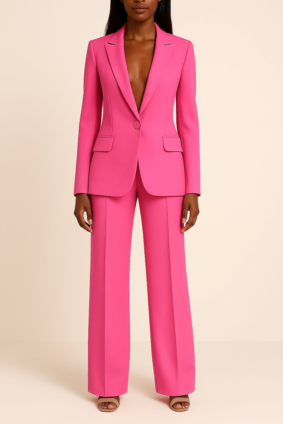 Damernas skräddarsydda blazer och vida byxor set
